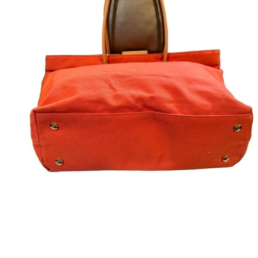 TUSK ITALIAN ORANGE BLUSH CANVAS TOTE HUGE W LARGE FRONT POCKETS, LEATHER STRAPS - Picture 10 of 11